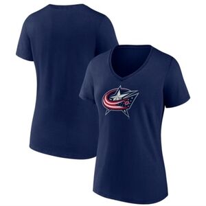 Columbus Blue Jackets Hockey V‎ Neck Tee Shirt Size Large New
